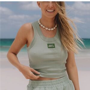 Daily Drills Logo Ribbed Tank in Harbor